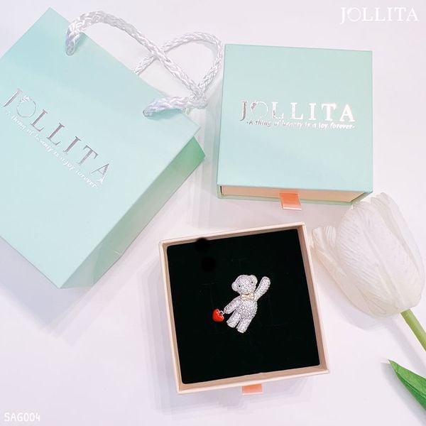  Set quà tặng 20/10 cài áo chú gấu dát đá cao cấp 