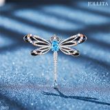  Trâm cài áo chuồn chuồn đính đá pha lê xanh blue cao cấp sang trọng 