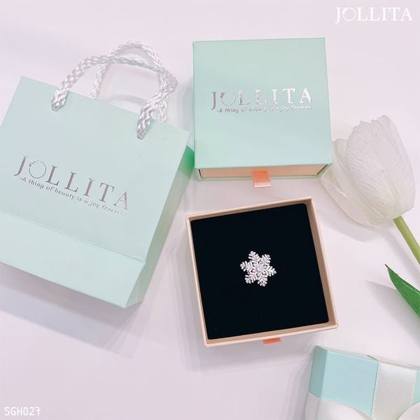  Set quà tặng 20/10 cài áo bông tuyết xoay dát đá cao cấp 