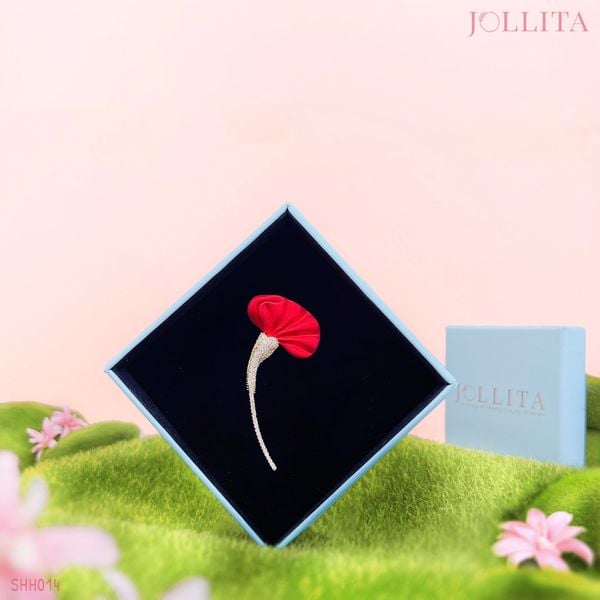  Set quà tặng cài áo hoa hồng đỏ dát đá thanh lịch 