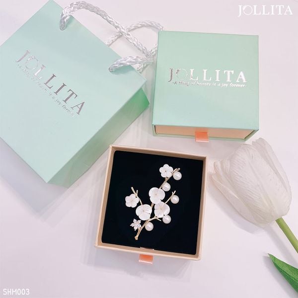  Set quà tặng 20/10 cài áo cành mai đính ngọc trai cao cấp 