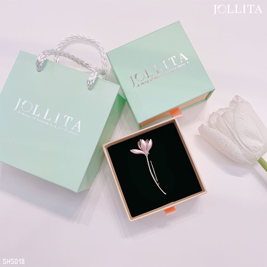  Set quà tặng Cài áo nhánh sen phủ men cổ điển tinh tế thanh lịch 