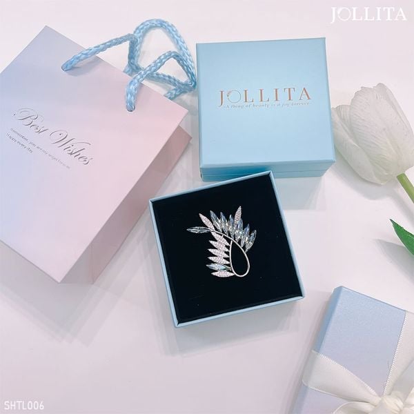  Set quà tặng cài áo Cành oliu đính đá zircon cao cấp 