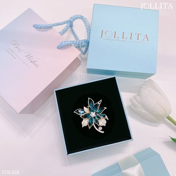  Set quà tặng cài áo lá phong ngọc bích đính đá zircon cao cấp 