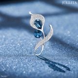  Trâm cài áo vest Hoa lily pha lê xanh sang trọng 