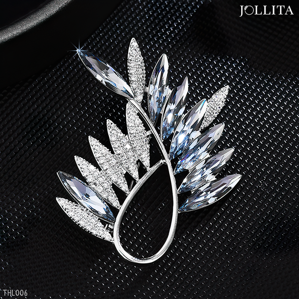  Trâm cài áo vest Cành oliu đính đá zircon cao cấp 