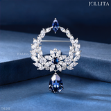  Trâm cài áo vòng hoa oliu đính đá pha lê xanh cao cấp 