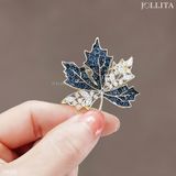  Trâm cài áo lá phong mùa thu dát đá nhỏ tinh tế thanh lịch 