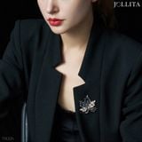  Trâm cài áo lá phong mùa thu dát đá nhỏ tinh tế thanh lịch 