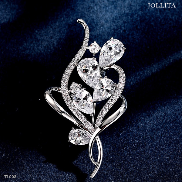  Trâm cài áo hoa duyên dáng đính đá zircon cao cấp 