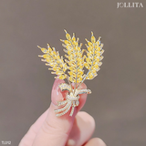  Trâm cài áo bông lúa vàng đính đá cao cấp 