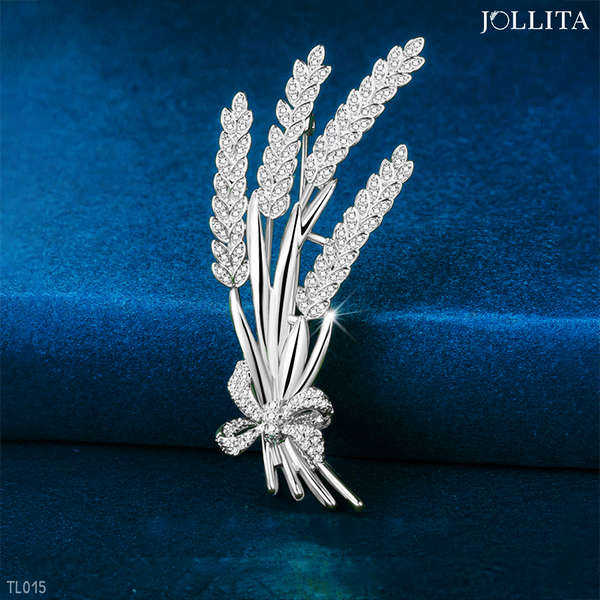  Trâm cài áo Bông lúa mạch dát đá bạch kim sang trọng 