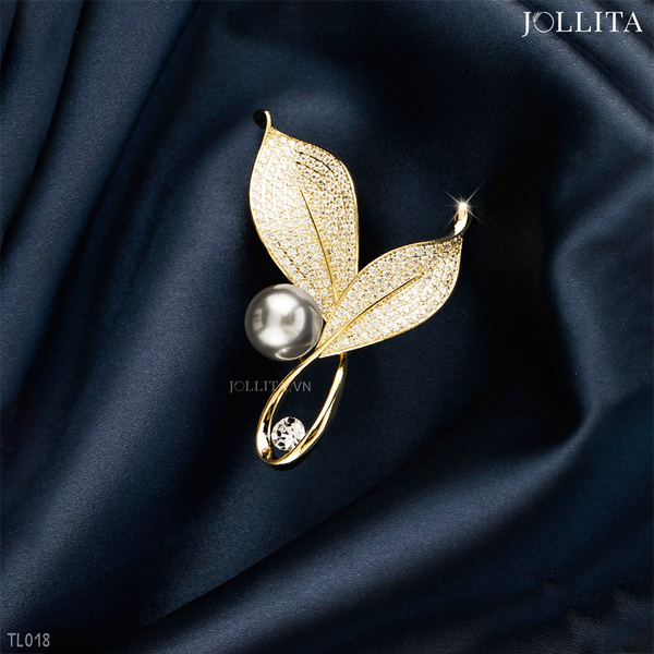  Trâm cài lá hương thảo thanh lịch đính ngọc trai cao cấp 