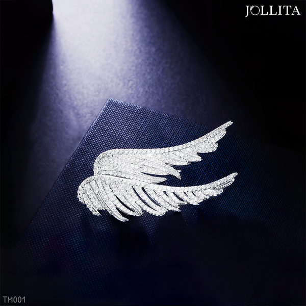  Trâm cài áo đôi cánh thiên thần dát đá zircon sang trọng 