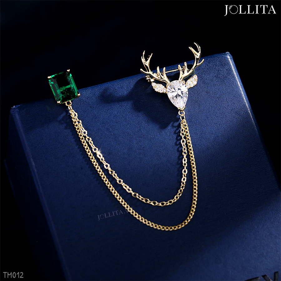  Trâm cài áo tuần lộc đính đá cao cấp 