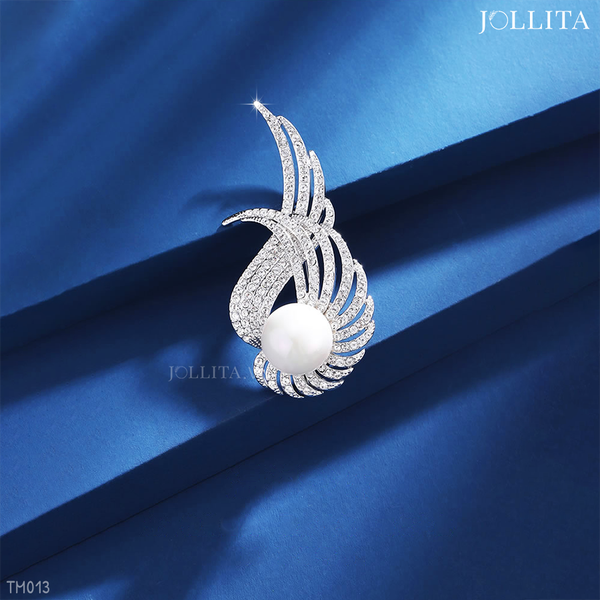  Trâm cài áo đôi cánh dát đá thanh lịch 