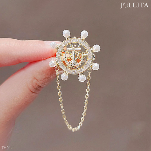  Trâm cài áo bánh lái mỏ neo dây tua rua thanh lịch 