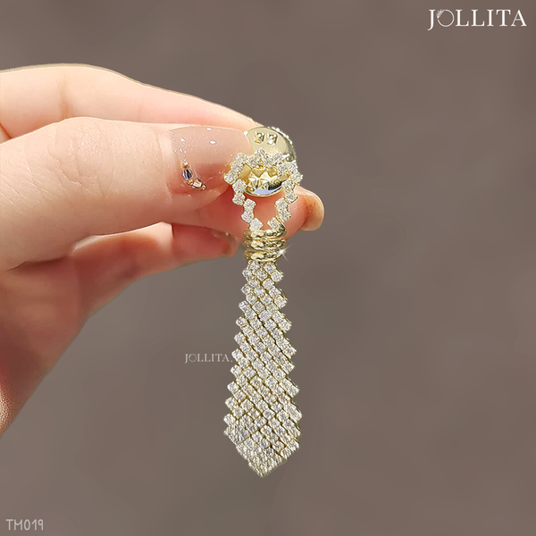  Pin cài áo cà vạt dát đá tinh tế thanh lịch 