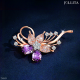  Trâm cài áo vest nơ hoa tím duyên dáng đính đá zircon cao cấp 