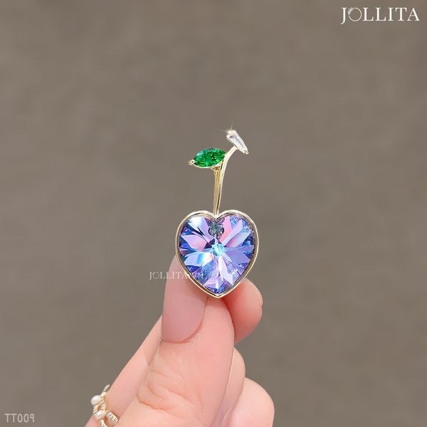  Ghim cài áo trái tim đính đá pha lê tím thanh lịch 