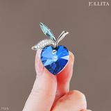  Ghim cài áo trái tim đính đá pha lê xanh thanh lịch 