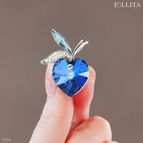  Ghim cài áo trái tim đính đá pha lê xanh thanh lịch 