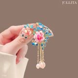  Trâm cài áo hoa quạt hoa mẫu đơn đính tua rua kiêu sa 