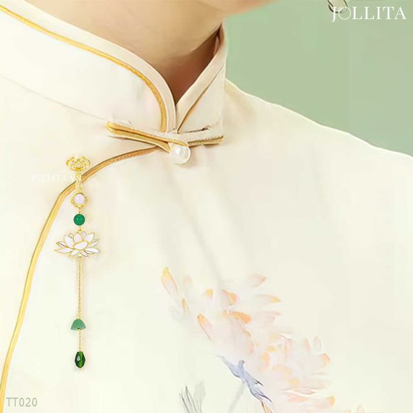  Trâm cài áo ngọc liên hoa tua rua cao cấp 