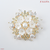  Trâm cài áo chùm hoa đính đá ngọc trai sang trọng 