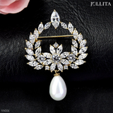  Trâm cài áo cổ điển đính đá ngọc trai sang trọng 