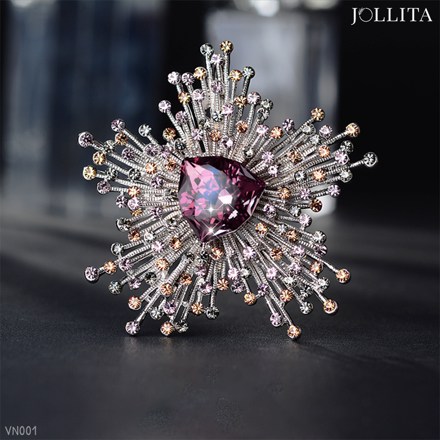  Trâm cài áo ngôi sao đính đá pha lê tím cao cấp 