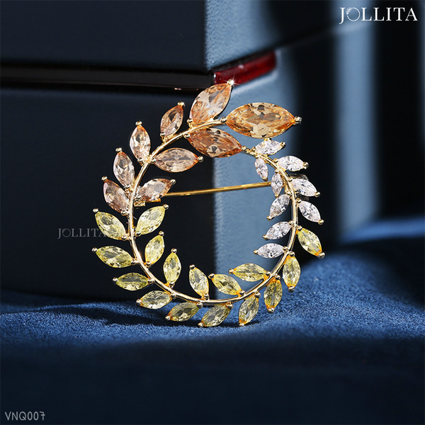  Trâm cài áo vòng nguyệt quế đính đá cao cấp 
