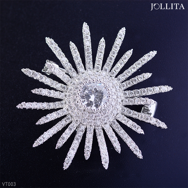  Trâm cài áo bông tuyết mặt trời dát đá sang trọng 