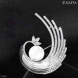  Trâm cài áo phượng hoàng trắng dát đá zircon cao cấp 