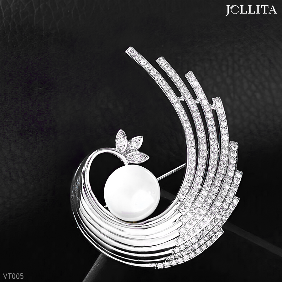  Trâm cài áo phượng hoàng trắng dát đá zircon cao cấp 