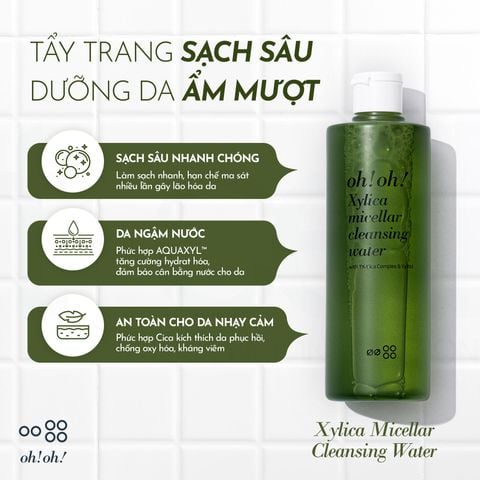  Nước Tẩy Trang Chuyên Sâu Phục Hồi Màng Lipid oh!oh! Xylica Micellar Cleansing Water (with 1% Cica Complex & Xylitol) (500ml) 