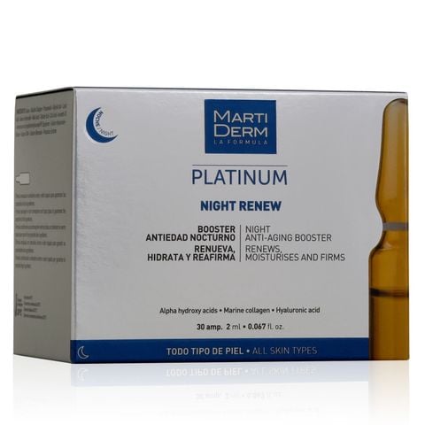  Ampoule Chống Lão Hoá & Tái Tạo Da Ban Đêm 10% AHA - MartiDerm Platinum Night Renew 