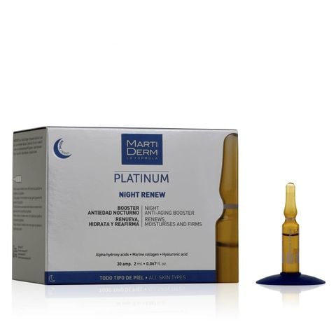  Ampoule Chống Lão Hoá & Tái Tạo Da Ban Đêm 10% AHA - MartiDerm Platinum Night Renew 