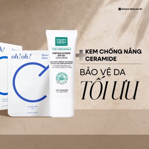  Combo Martiderm & oh! oh! Dưỡng Sáng & Bảo Vệ Toàn Diện 2 Món Proteos Screen SPF50+ Fluid Cream + Mặt Nạ Dưỡng Ẩm Chống Lão Hóa Da oh!oh! (1 miếng) 