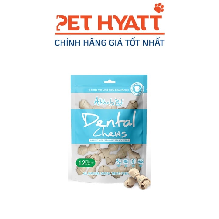 Bánh Thưởng Hình Xương Gặm Sạch Răng Cho Chó Hình Khúc Xương Vị Sữa ALTIMATE PET Dental Chews Milk Knotted Bone