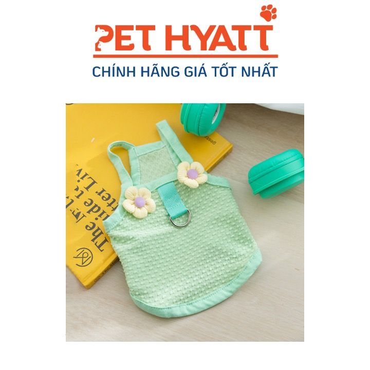 Áo Xanh 2 Bông Hoa Vàng Nụ Tím Cho Thú Cưng