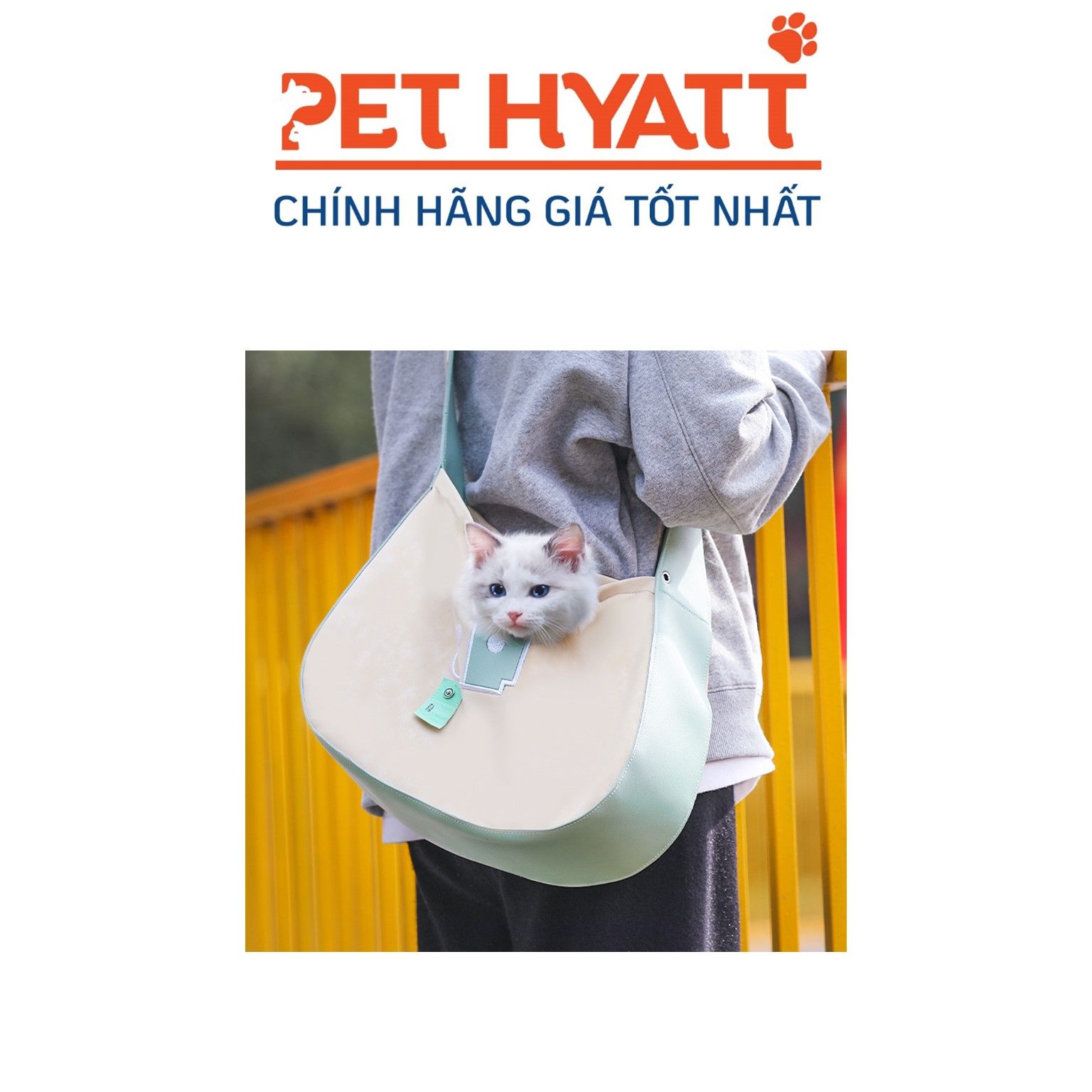 Túi Xách Đầu Mèo Vàng Xanh Cho Thú Cưng