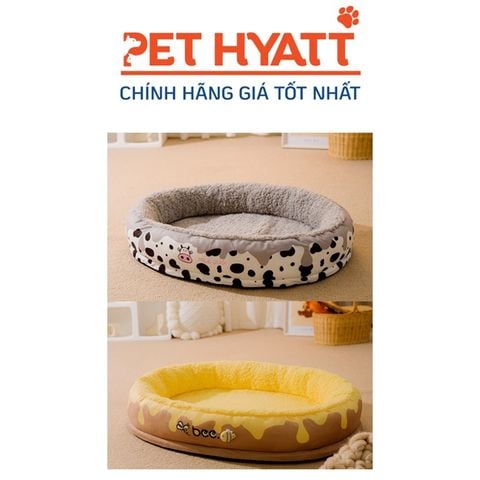  Nệm Hình Bầu Dục Mật Ong & Bò Sữa Cho Thú Cưng 