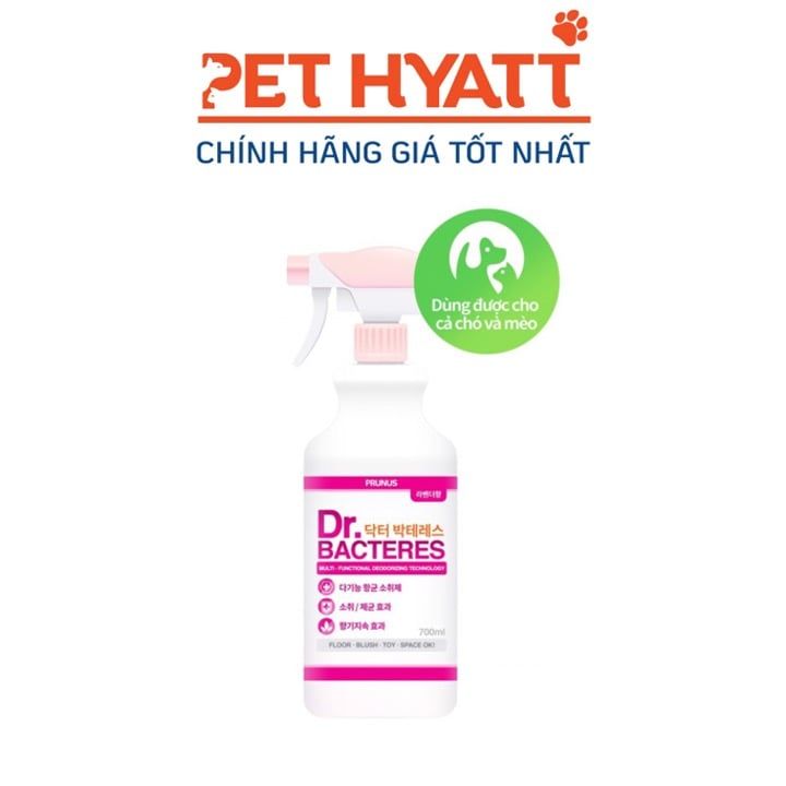 Chai Xịt Khử Mùi & Diệt Khuẩn Môi Trường Xung Quanh Chó Mèo Hương Lavender PRUNUS DR.BACTERES