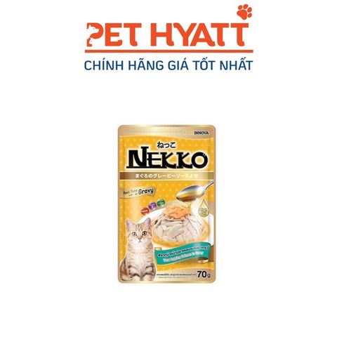  Pate Cho Mèo Vị Cá Ngừ Rắc Cá Hồi NEKKO REAL TUNA Tuna Topping Salmon In Gravy 