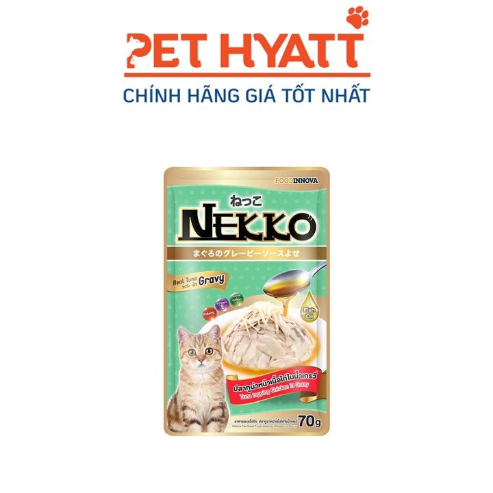 Pate Cho Mèo Vị Cá Ngừ Thịt Gà NEKKO REAL TUNA Tuna Topping Chicken in Gravy