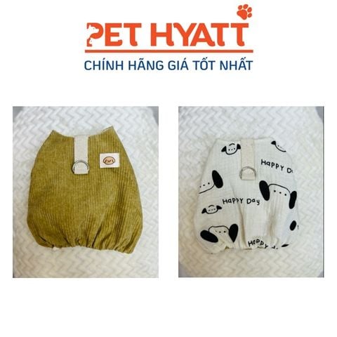  Áo Croptop Bí Mặc Được 2 Kiểu Hình Cún Happy Day & Nhung Nâu Cho Thú Cưng 