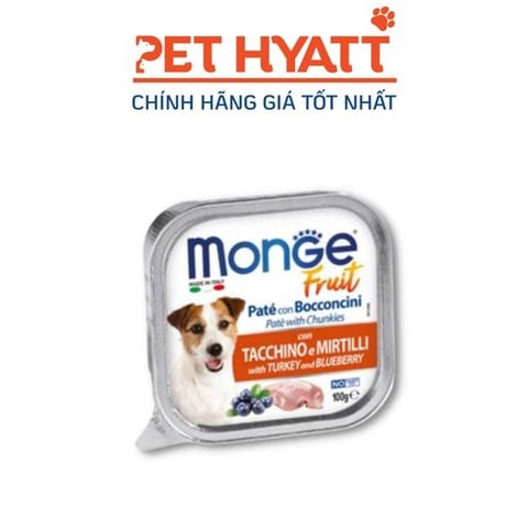  Pate Cho Chó Vị Gà Tây & Việt Quất MONGE Turkey & Blueberry 