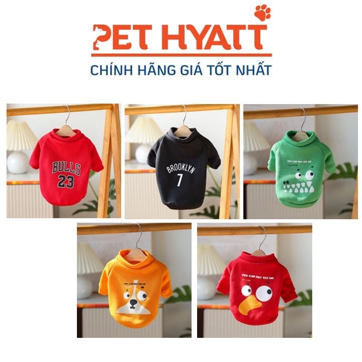 Áo Thun Nỉ Hình Con Vật & Số Cho Thú Cưng