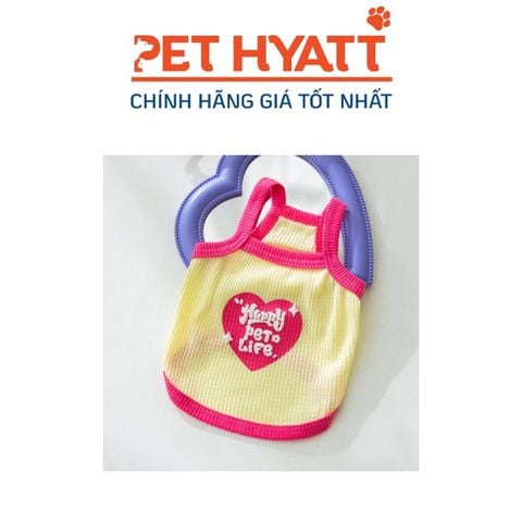  Áo Chữ Happy Pet Life Chạy Viền Hồng Cho Thú Cưng 